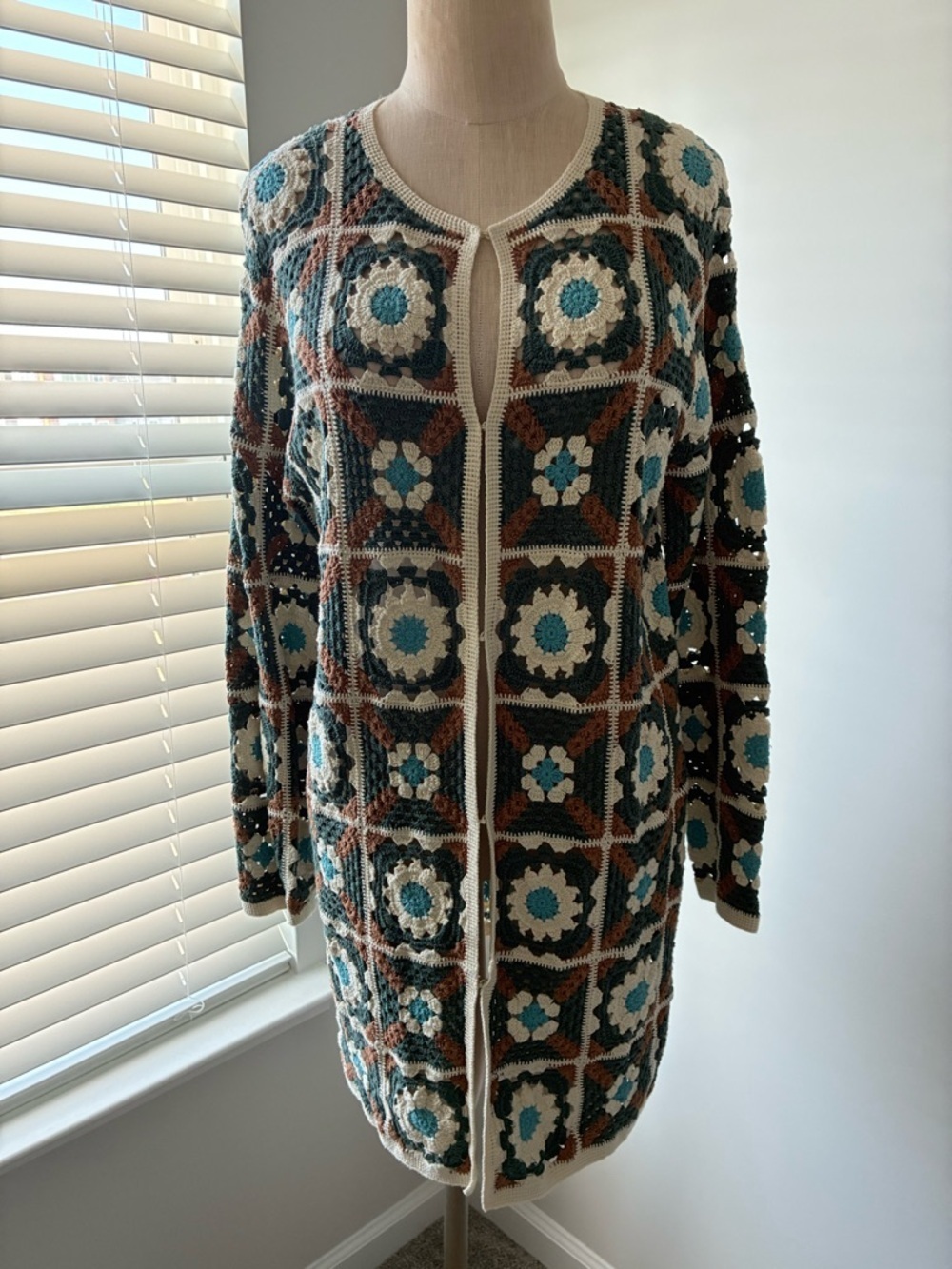 Tyler Boe Women's Multi-Colored Patchwork Crochet Cardigan